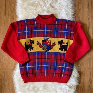 Gitano Red and Blue Plaid Turtleneck Sweater